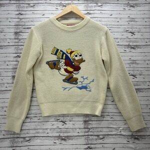 Vtg 70's Disney Donald Duck Skating Sweater American Characters Girl Medium READ